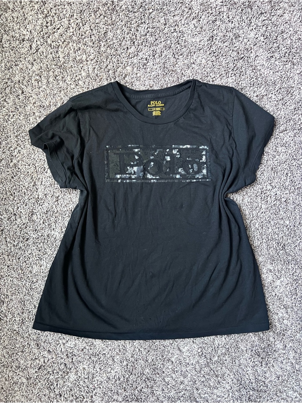 Polo by Ralph Lauren Black Short-Sleeve Tee with Shimmer Logo